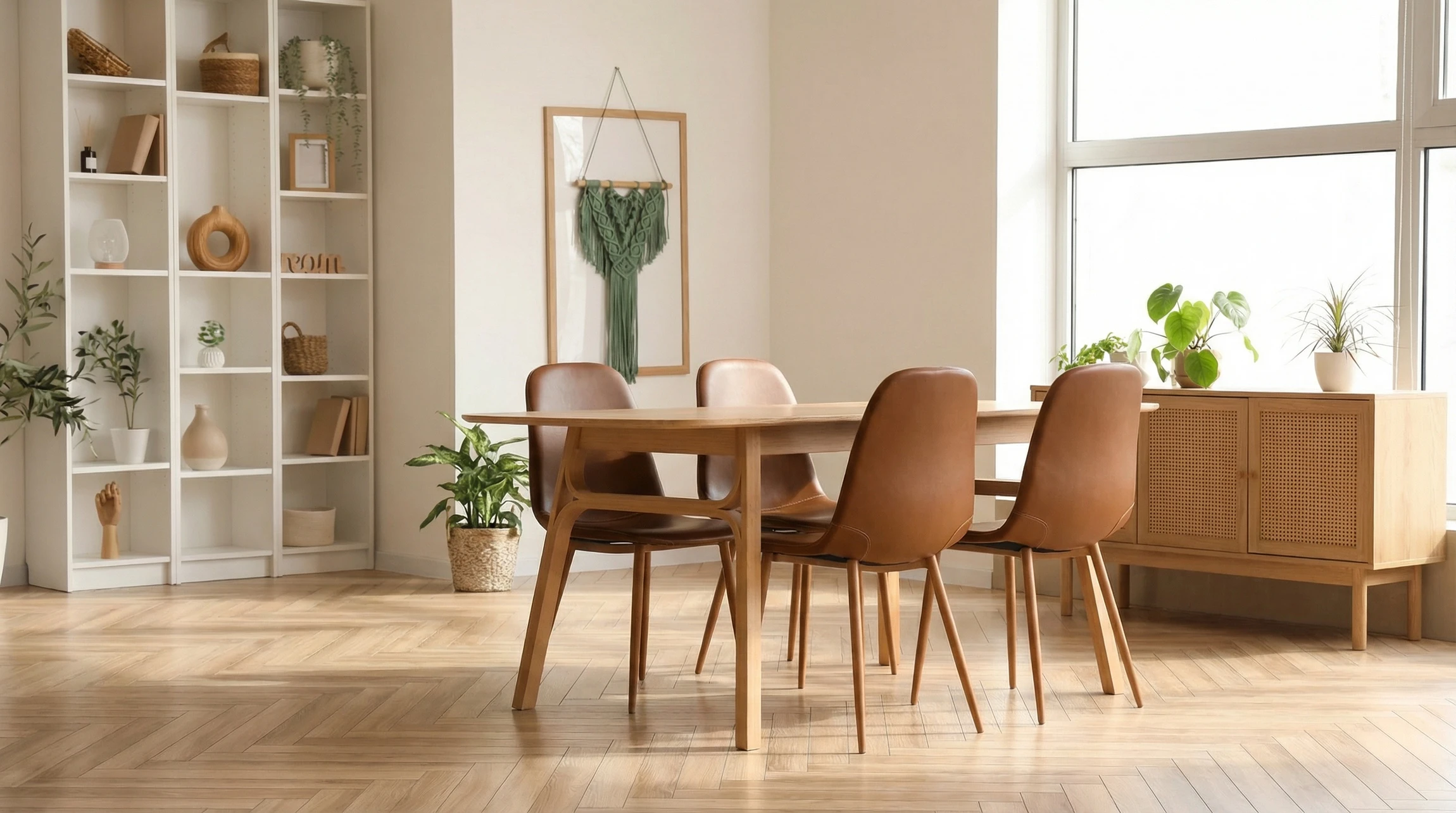 Artisan à genoux installant un parquet en chêne massif à chevrons dans un intérieur résidentiel